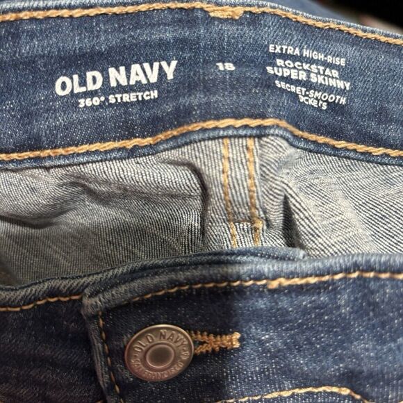 Old Navy Jeans Womens 18 Blue 360 Stretch Extra High Rise Rockstar Super Skinny - Picture 6 of 8